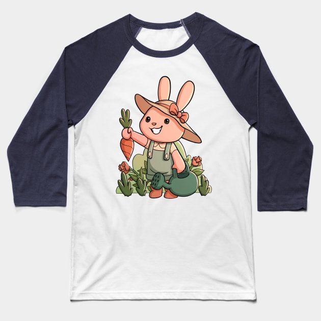 Cute Garden Bunny Baseball T-Shirt by PaperRain